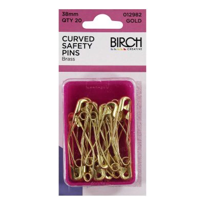 PINS SAFETY STEEL CURVED BRASS 38MM