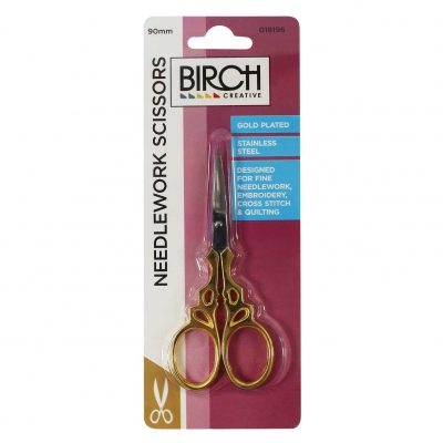 SCISSOR NEEDLEWORK GOLD PLATED 90MM 018196