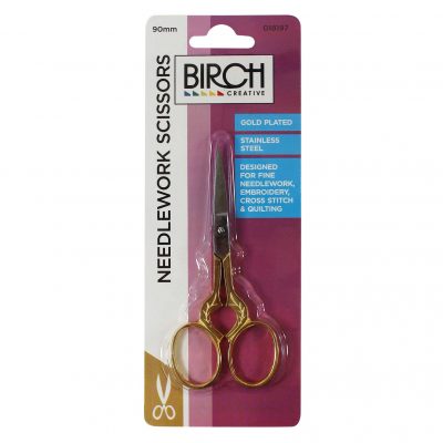 SCISSOR NEEDLEWORK GOLD PLATED 90MM 018197