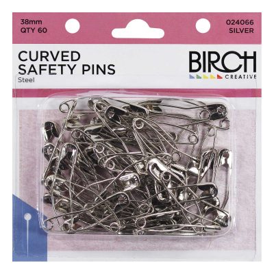 PINS SAFETY STEEL QUILTERS CURVED 38MM 60PK 024066