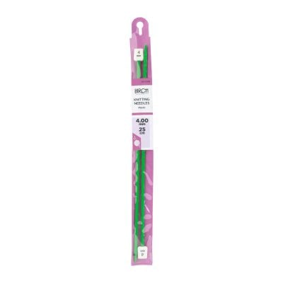 BIRCH KNITTING NEEDLE PLASTIC 25CM 4.00-4.50MM