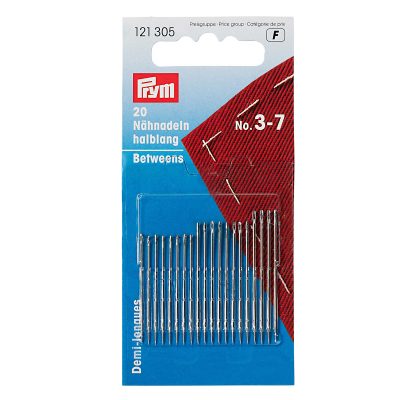 PRYM HAND SEWING NEEDLES BETWEENS SZ3-7 GOLD EYE