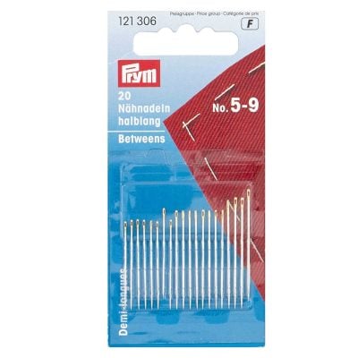 PRYM HAND SEWING NEEDLES BETWEENS SZ5-9 GOLD EYE