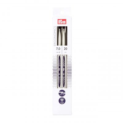 PRYM ERGO DOUBLE-POINT KNITTING PINS 20CM/7MM 2PC