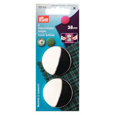 PRYM COVER BUTTONS WITHOUT TOOL BRASS 38 MM SILVER