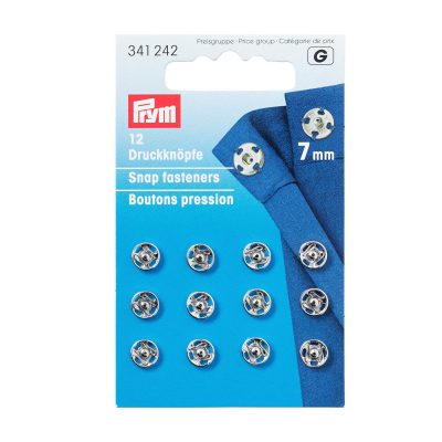 PRYM SEW-ON SNAP FASTENERS BRASS 7 MM SILVER COL