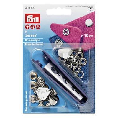 PRYM NON-SEW PRESS FASTENERS JERSEY 10 MM SILVER