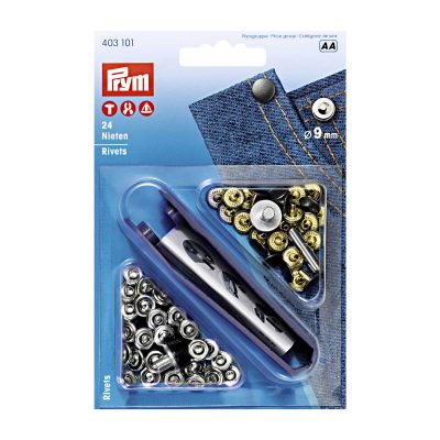 PRYM RIVETS BRASS 9 MM SILVER COL/ANTIQUE STEEL