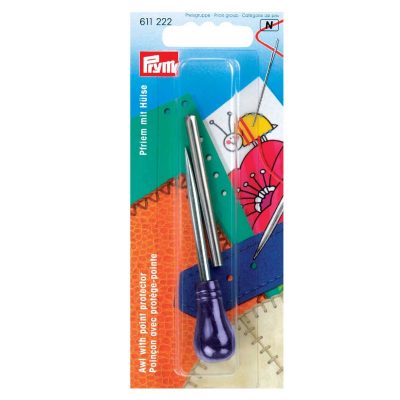 PRYM AWL WITH PLASTIC HANDLE AND POINT PROTECTOR