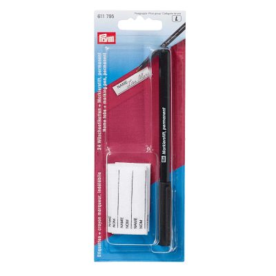 PRYM 24 LAUNDRY MARKING TABS & 1 PERMANENT MARKER