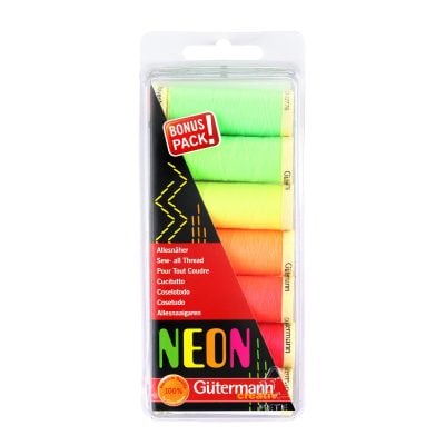 GUTERMANN THREAD SEW-ALL 100MT 7PK NEON