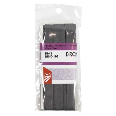 REFLECTIVE BIAS TAPE SILVER 12MMX5MT