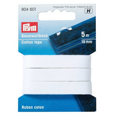PRYM COTTON TAPE 10 MM WHITE