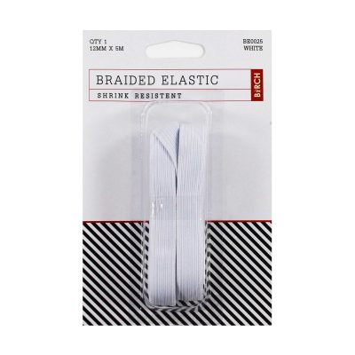 ELASTIC BRAIDED 12MM X 5M WHT