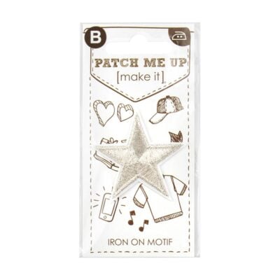 MOTIF IRON-ON MEDIUM SILVER STAR 3PK