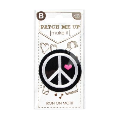 MOTIF IRON-ON HEART PEACE 3PK