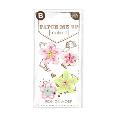 MOTIF IRON-ON SPARKLY FLOWERS 3PK
