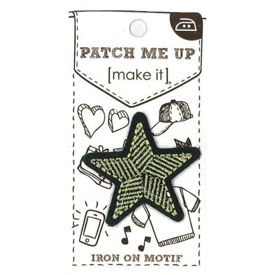 MOTIF IRON-ON STAR GOLD 3PK