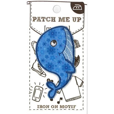 MOTIF IRON-ON WHALE BLUE 3PK