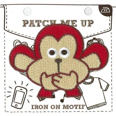 MOTIF IRON-ON MONKEY FACE RED 3PK