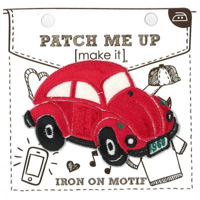 MOTIF IRON-ON CAR BEETLE RED 3PK