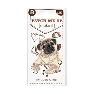 MOTIF IRON-ON PUG 3PK