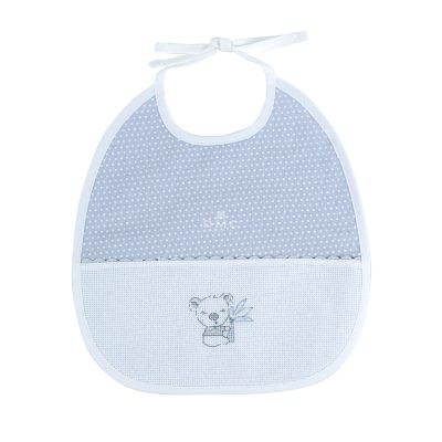 DMC COTTON BIB WHITE DOTS 6MNTHS-14CT 25X30CM