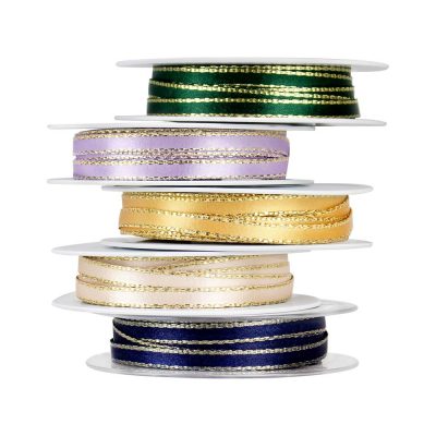 RIBBON SATIN GOLD EDGE 7MMX20MT