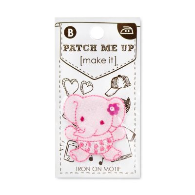 MOTIF IRON-ON ELEPHANT PINK 3PK