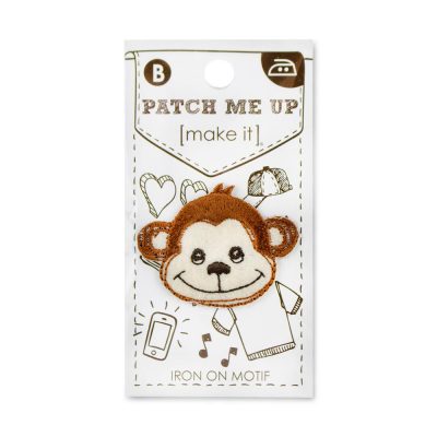 MOTIF IRON-ON MONKEY FACE 3PK