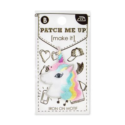 MOTIF IRON-ON UNICORN HEAD 3PK