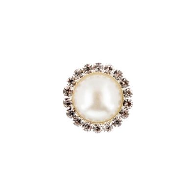 HEMLINE BUTTONS PEARL W. DIAMOND RIM