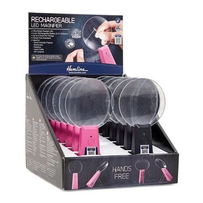 LED RECHARGEABLE HAND MAGNIFIER 12PC DISPLAY UNIT