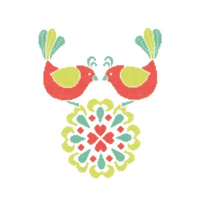 DMC BY LEUTS CROSS-STITCH LOVE BIRDS 21.5 X 25.5CM