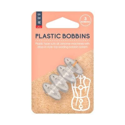 S.E.W. BOBBIN PLASTIC QTY 3 JANOME TYPE