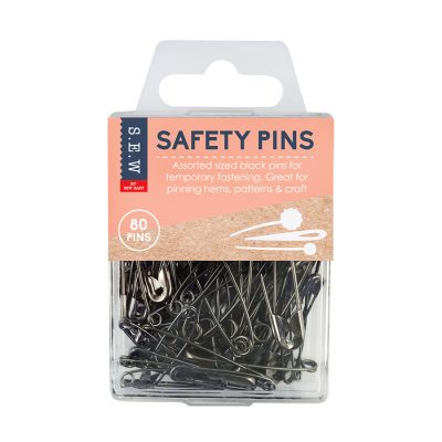 S.E.W. SAFETY PINS ASSORTED BLACK 80 PACK