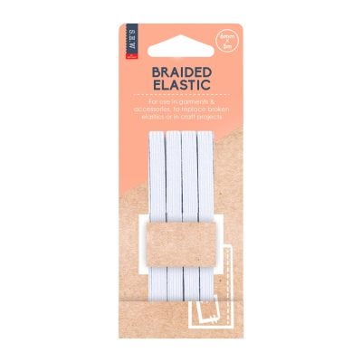 S.E.W. ELASTIC BRAIDED WHITE  6MMX5M
