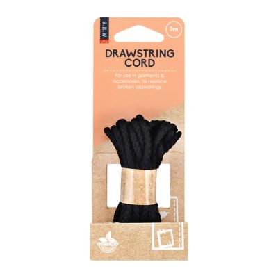 S.E.W. CORD DRAWSTRING POLYESTER BLACK 3M