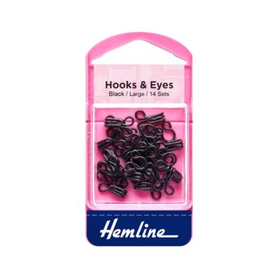 HEMLINE HANGSELL HOOK AND EYE BLACK - 14 SETS