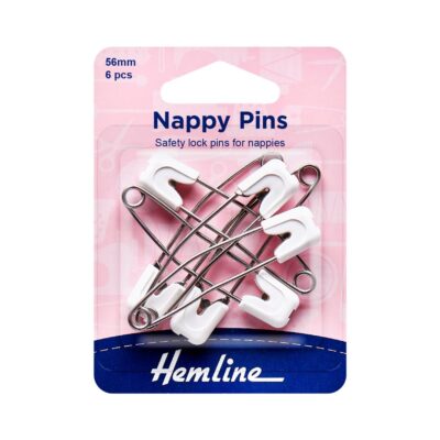 HEMLINE HANGSELL PINS SAFETY NAPPY 56MM 6PACK