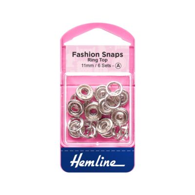 HEMLINE HANGSELL RING TOP SNAP 6 SETS SILVER