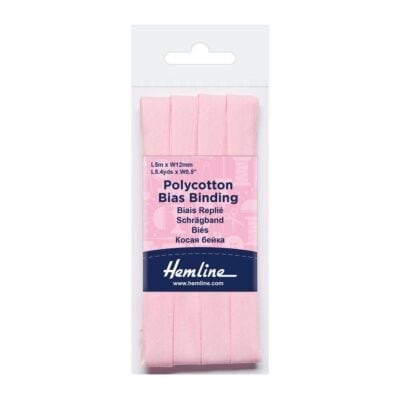 HEMLINE HANGSELL BIAS BINDING 12MM X 5M PINK