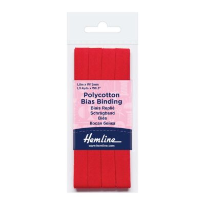 HEMLINE HANGSELL BIAS BINDING 12MM X 5M RED
