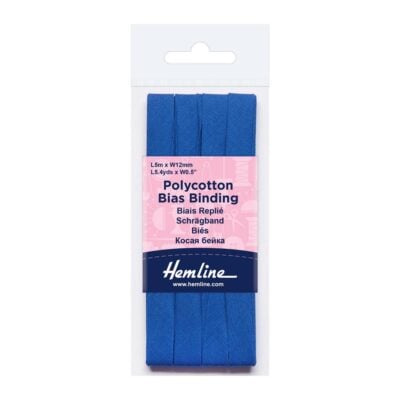 HEMLINE HANGSELL BIAS BINDING 12MM X 5M ROYAL