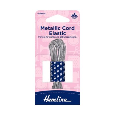 HEMLINE HANGSELL ELASTIC METALLIC CORD 4.5M SILVER