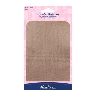 HEMLINE HANGSELL PATCHES IRON ON 2 PCS FAWN