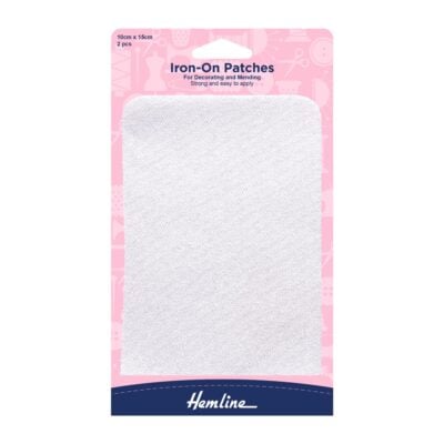 HEMLINE HANGSELL PATCHES IRON ON 2 PCS WHITE