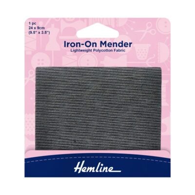 HEMLINE HANGSELL PATCH MENDER IRON-ON 1PCE D GREY