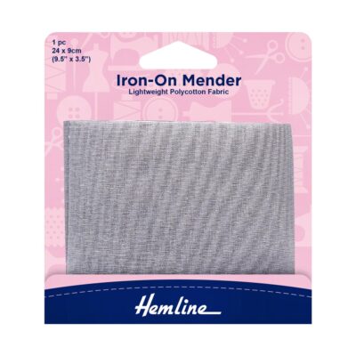 HEMLINE HANGSELL PATCH MENDER IRON-ON 1PCE L GREY