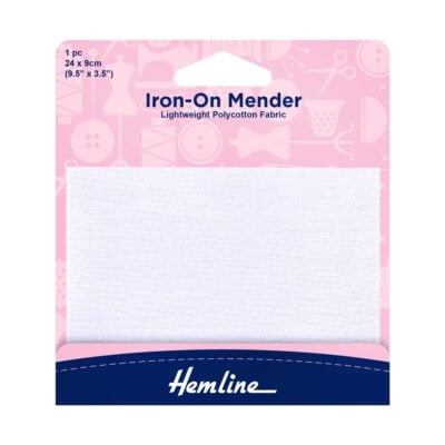 HEMLINE HANGSELL PATCH MENDER IRON-ON 1PCE WHITE